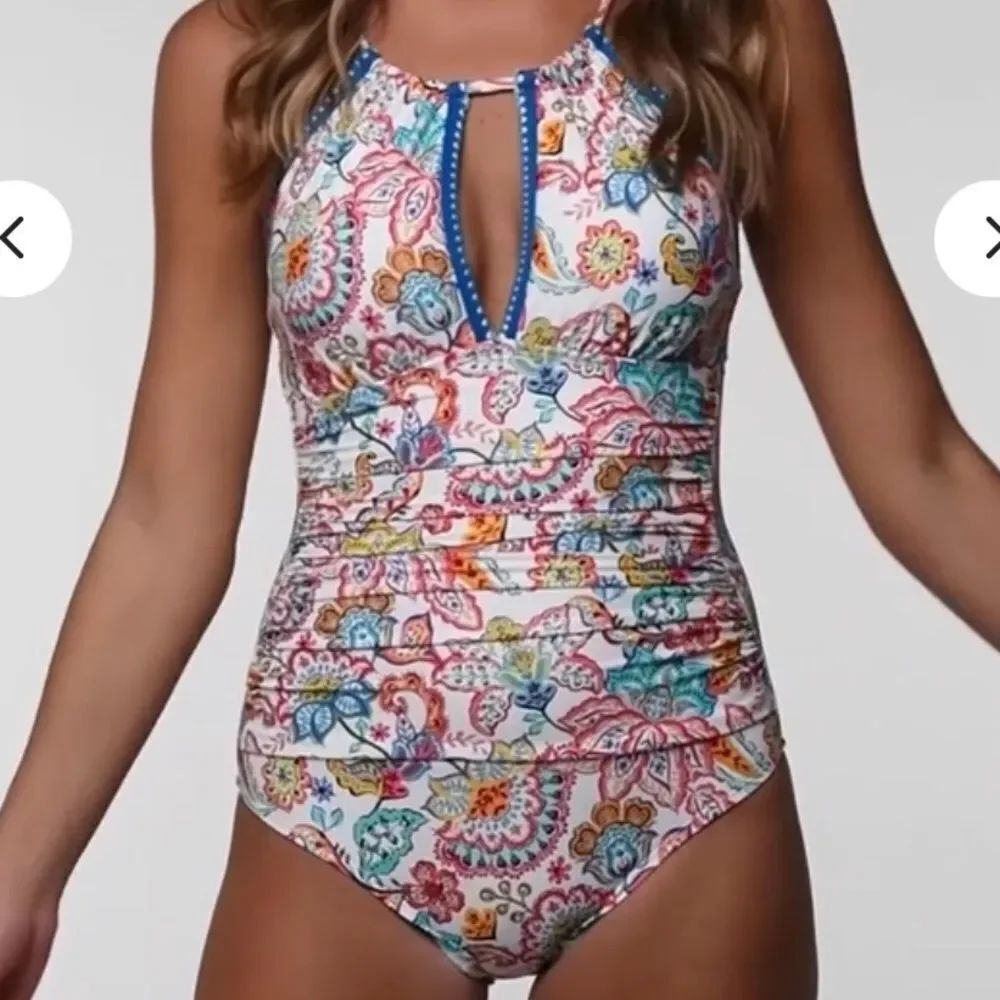 NWTs La Blanca Gypsy Soul High-Neck Keyhole One Piece Size 14